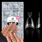Luckyfairy Almond Nail Tips half-cover 504pcs for quick salon-ready nails at home.