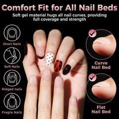 Luckyfairy half-matte round tips offering textured grip for secure adhesion