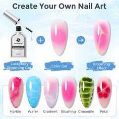 Close-up of multi-dimensional blooms created with Luckyfairy Blooming Gel Clear.