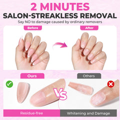 Luckyfairy acetone-free formula gentle on nails and skin.