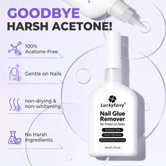 Luckyfairy non-acetone remover is gentle on nails and skin.