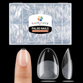 Luckyfairy packaging for 240pcs extra short almond tips, neatly organized for easy selection.