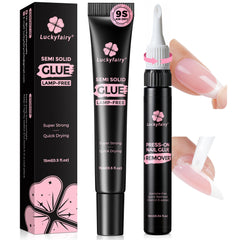 Luckyfairy pegamento uñas 15g, aplicación estable y duradera para uñas postizas.