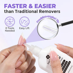 Luckyfairy precision-angle tip targets glue precisely for removal.