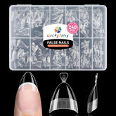 Luckyfairy uñas cortas de almendra, juego 240 piezas para manicuras duraderas.