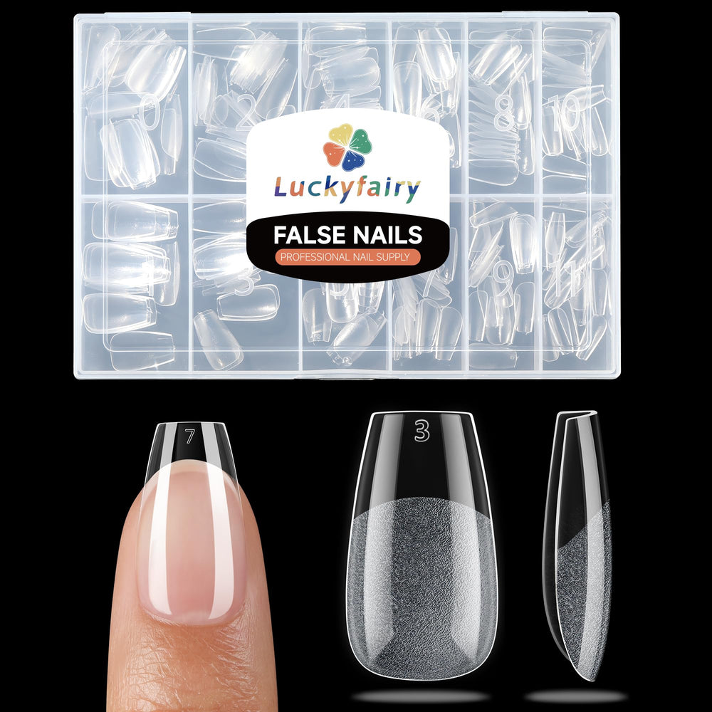Luckyfairy Short Coffin Tips foldable clarity for quick at-home nails