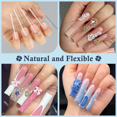 Luckyfairy foldable soft gel tips folded to demonstrate clear gel clarity.