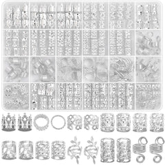 Lucomb accesorios plata para trenzas con cuentas variadas, ideal para decorar peinados.
