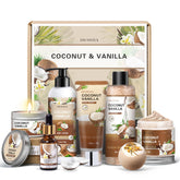 Cesta regalo LUCOTIYA coco vainilla frontal, ideal para regalo y autocuidado.