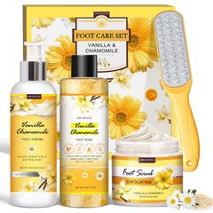 LUCOTIYA vanilla chamomile foot soak bottle for relaxing aromatherapy
