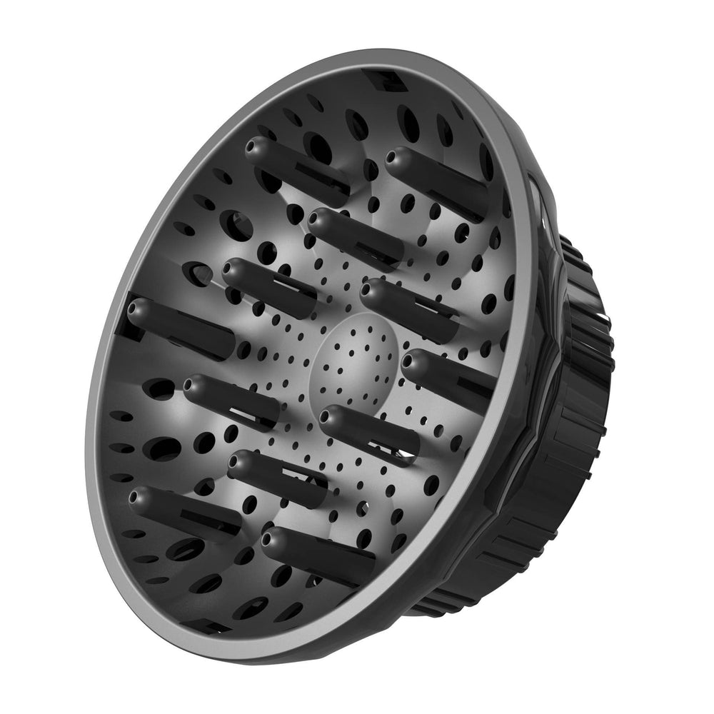 Ludvento universal hair diffuser attachment shows secure fit for defined curls.
