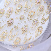 Pegatinas Lukmexor 5D con gemas doradas para uñas brillantes y duraderas.