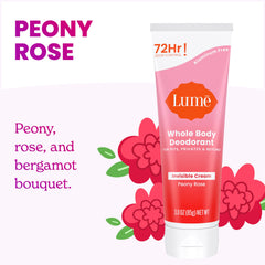 Lume Peony Rose boxed two-pack packaging emphasizes value and extended odor protection