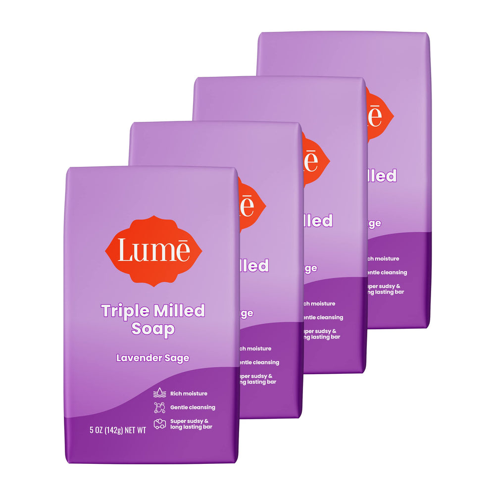Lume triple milled bar soap delivering rich moisture for daily cleansing.