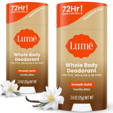 Lume Vanilla Bliss pack shot featuring two smooth solid deodorants.