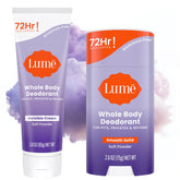 Lume whole-body deodorant bottle demonstrates all-day odor control for daily wear.