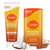 Lume Whole Body Deodorant cream tube front showing all-over odor protection.