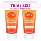 Lume whole body deodorant mini tube in Clean Tangerine scent for on-the-go odor control.