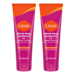 Lume whole body deodorant smooth cream tube front view with Clean Tangerine scent