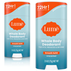 Lume Whole Body Deodorant Smooth Stick application closeup with all-day odor control