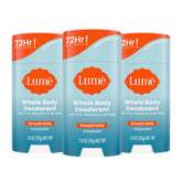 Lume whole body deodorant smooth-stick packaging showing a 3-pack for daily odor control.