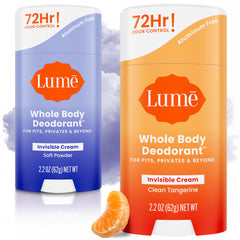 Lume Whole Body Deodorant soft powder pack-shot showing packaging and value