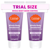 Lume whole-body deodorant trial-tube for travel and odor control.