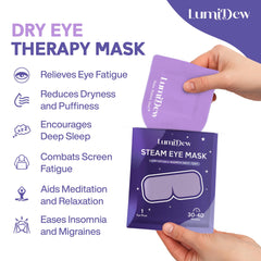 LumiDew steam eye mask worn in bed for restful nights