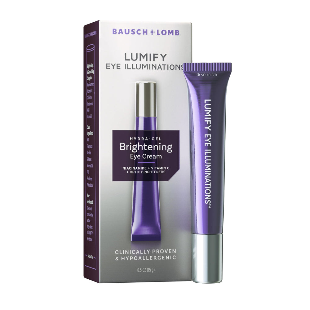 LUMIFY Eye Illuminations brightening cream tube enhances the eye area with a subtle glow.