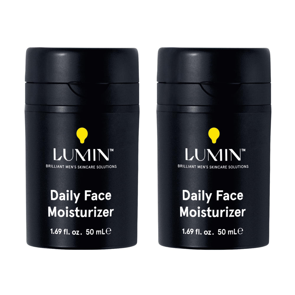 Lumin Daily Face Moisturizer for Men bottle pump showing lightweight hydration
