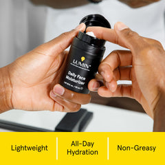 Lumin Daily Face Moisturizer texture application demonstrates quick absorption