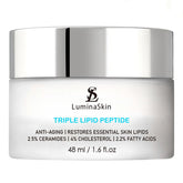 LuminaSkin Triple Lipid Peptide jar close-up showing rich hydration for mature skin.