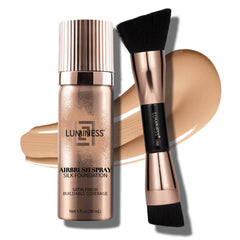 Luminess Silk Airbrush Foundation bottle showing buildable coverage for radiant skin.