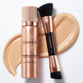 LUMINESS Silk Foundation bottle demonstrates hydrating coverage for a smooth complexion.