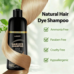 Lunory Light Blonde Hair Dye Shampoo reveals color in 20–25 minutes for home use