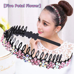 LUOLIPEYA diadema con dientes cristal flores amarilla, estilo luminoso