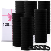 LuSeren 120-piece black hair ties with seamless nylon for gentle holds
