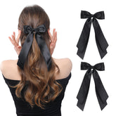 LuSeren double-layer black hair bow clip for secure all-day wear