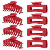 LuSeren pinzas de pelo rojas 8-pack: agarre firme para peinados duraderos.