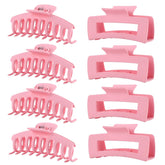 Pinzas LuSeren rosa de 8 unidades para cabello, agarre seguro.