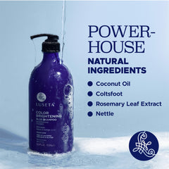 Luseta Blue Shampoo pour shows easy application on color-treated hair.