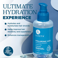 Luseta Hyaluronic Acid Hair Serum pump showing precise application.