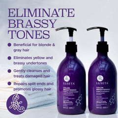Luseta purple conditioner bottle pour provides color-safe conditioning for colored hair