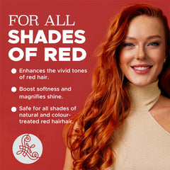 Luseta red hair conditioner bottle smooths strands with color protection and shine.