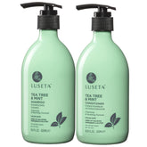 Luseta Tea Tree Mint Shampoo bottle showing refreshing scalp cleansing for daily use.