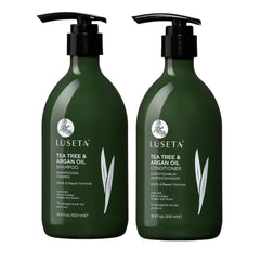 Luseta Tea Tree Shampoo bottle showing clarifying cleanse for oily scalp