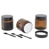 Lustervial 4oz amber glass jar with lid for travel storage of creams.