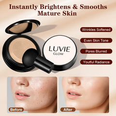 Luvie Glow Foundation en tono cálido para piel clara a media.