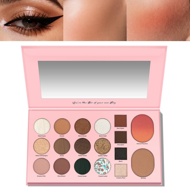 LUXAZA PRO paleta 5 en 1 frente con espejo para retoques rápidos.