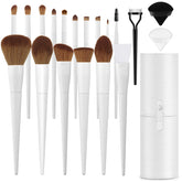 LUXBRU makeup brush set with case, neatly organized for travel.